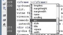Dreamweaver iFrame için ilgili ayarları Code hints'ler sayesinde zahmetsizce yapabilirsiniz